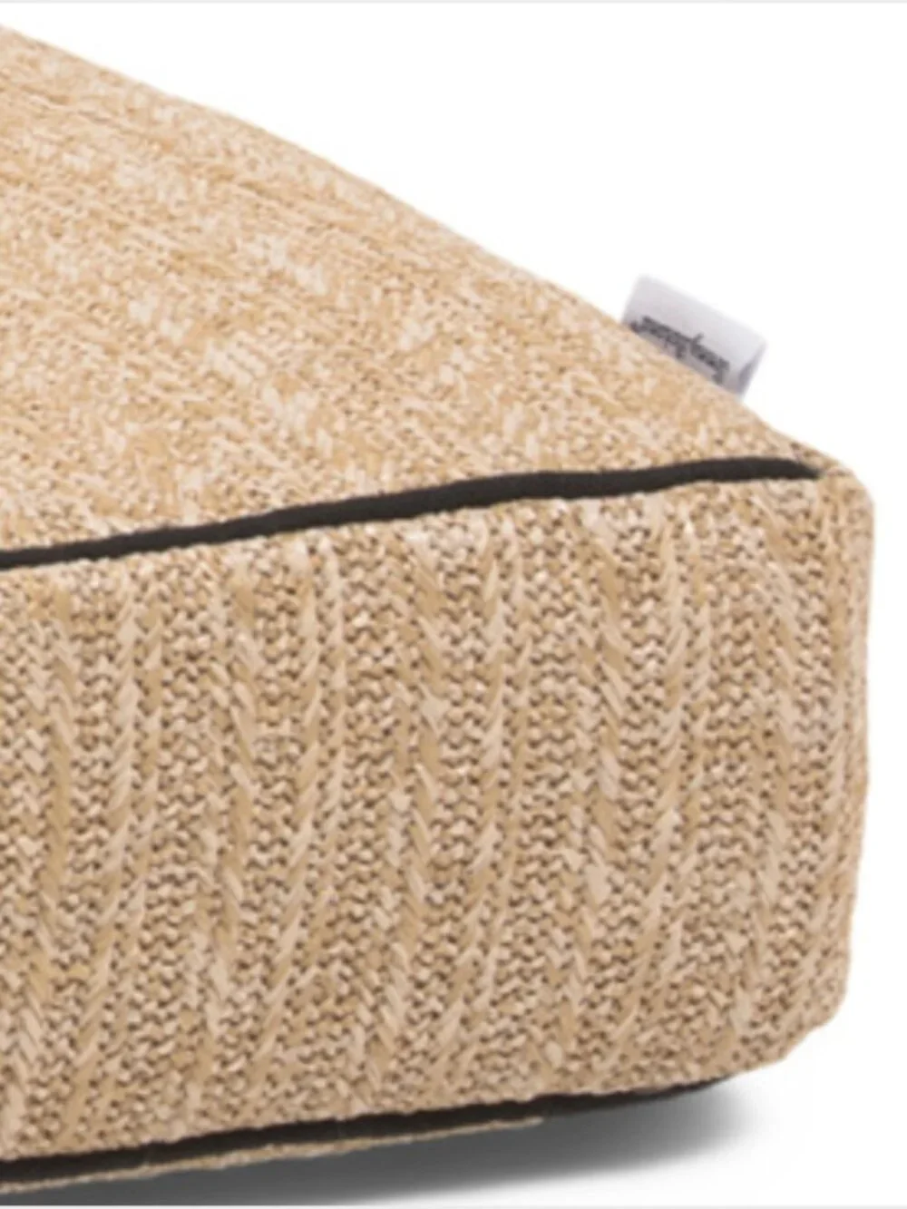 TOMMY BAHAMA 1 Deep Seat Outdoor Cushion Set Poly Woven Faux Straw Black Piping